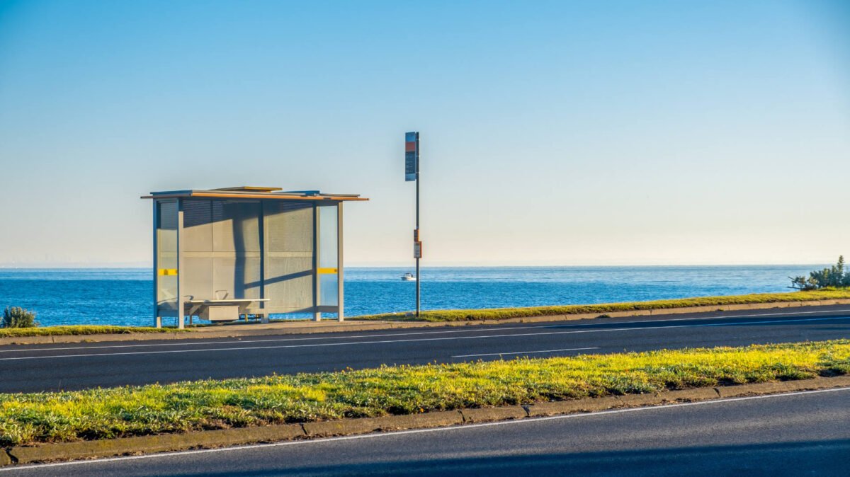 Bus stop near the beach in Melbourne, Australia